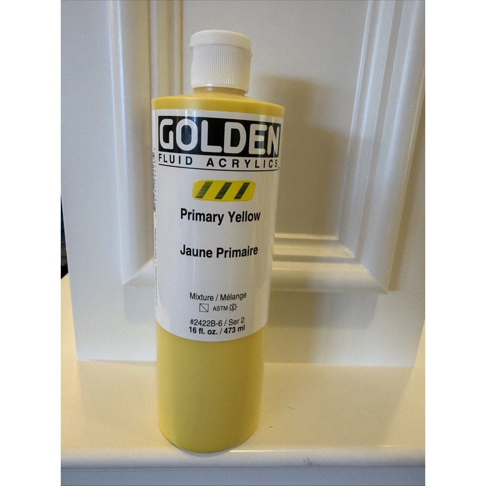 Golden Fluid Acrylics Paint 16 Fl Oz Primary Yellow 2422B-6 Ser 2 NEW